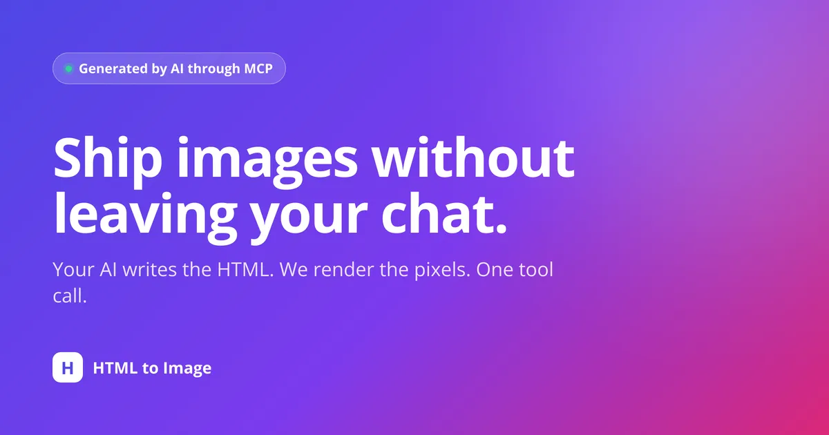 A social card generated by an AI assistant through the HTML to Image MCP server